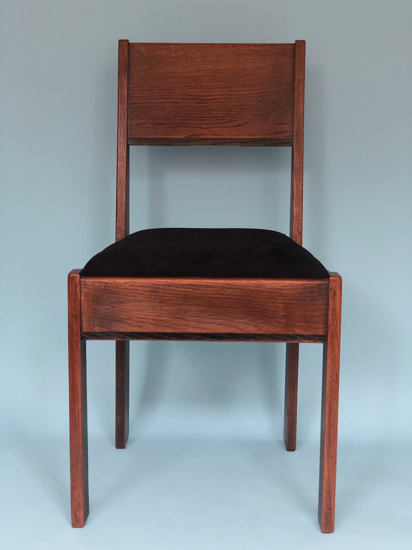 Oak Art Deco Design Chair By J.A. Muntendam For L.O.V. Oosterbeek 1920s.