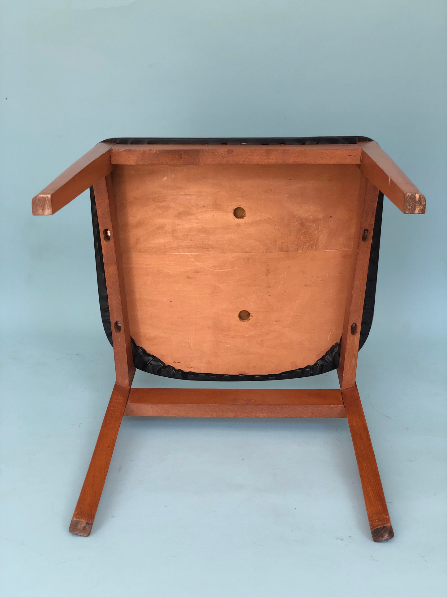 Reserved Scandinavian Vintage Dining Chairs in Teak and Skai Leather 1960s Set of 2