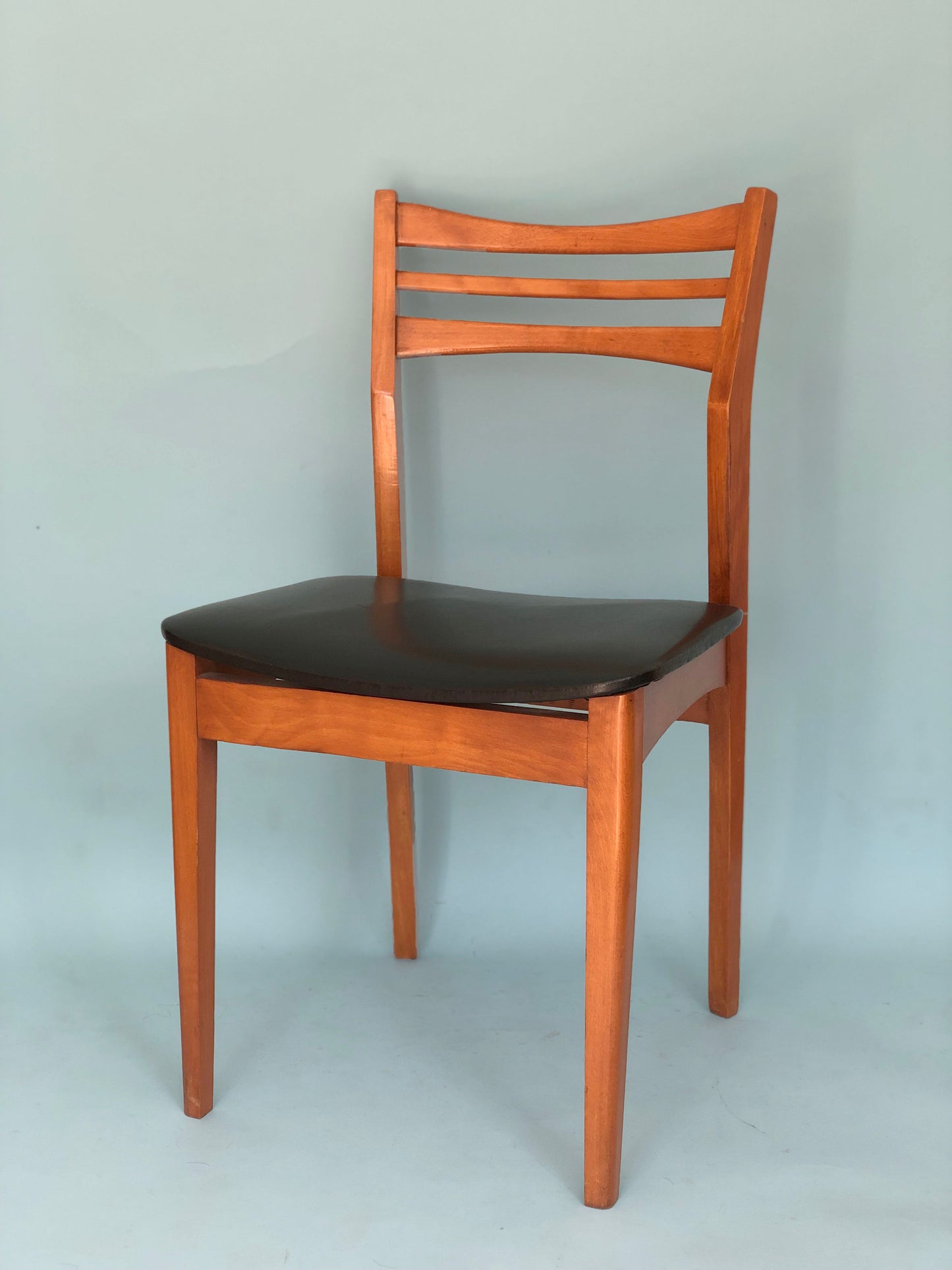 Reserved Scandinavian Vintage Dining Chairs in Teak and Skai Leather 1960s Set of 2