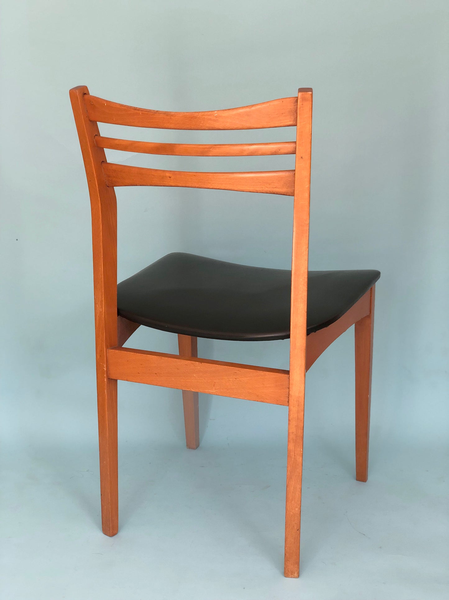 Reserved Scandinavian Vintage Dining Chairs in Teak and Skai Leather 1960s Set of 2