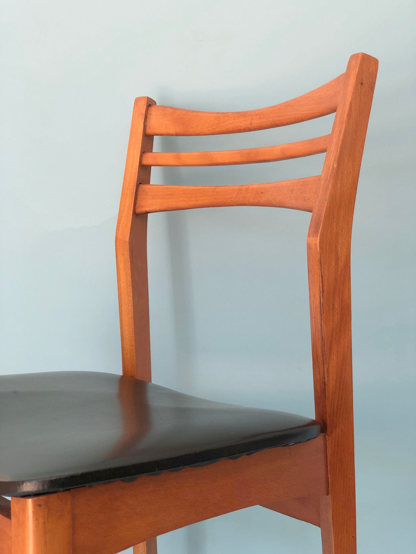 Reserved Scandinavian Vintage Dining Chairs in Teak and Skai Leather 1960s Set of 2