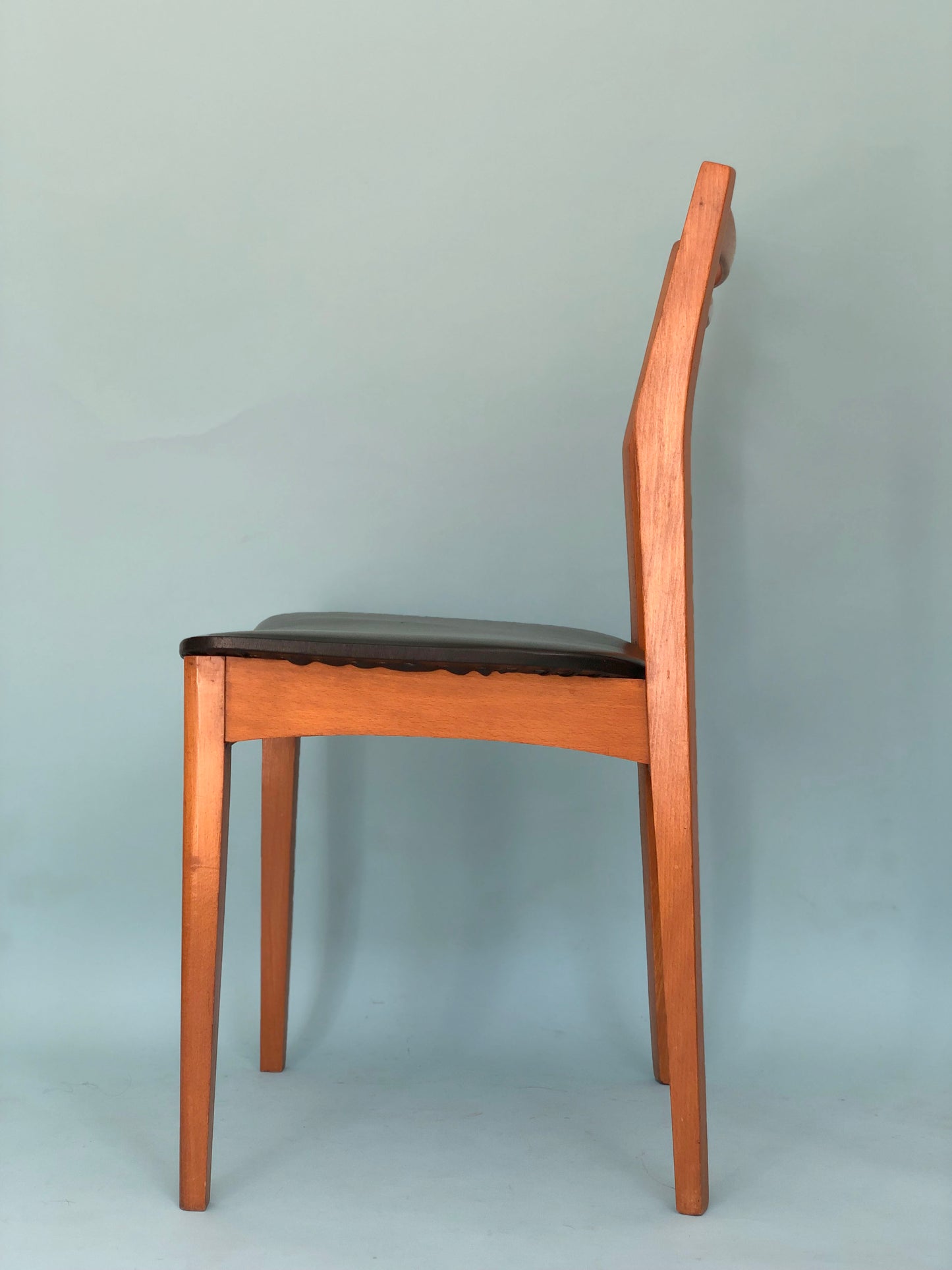 Reserved Scandinavian Vintage Dining Chairs in Teak and Skai Leather 1960s Set of 2