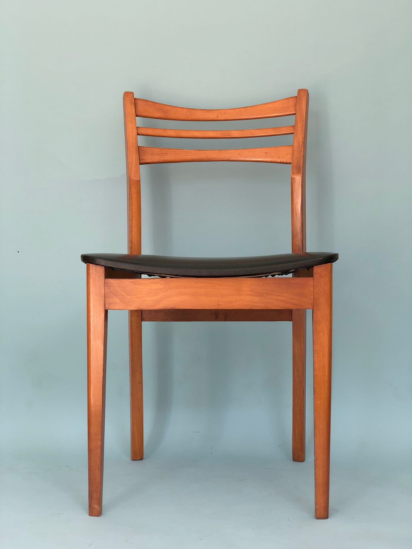 Reserved Scandinavian Vintage Dining Chairs in Teak and Skai Leather 1960s Set of 2