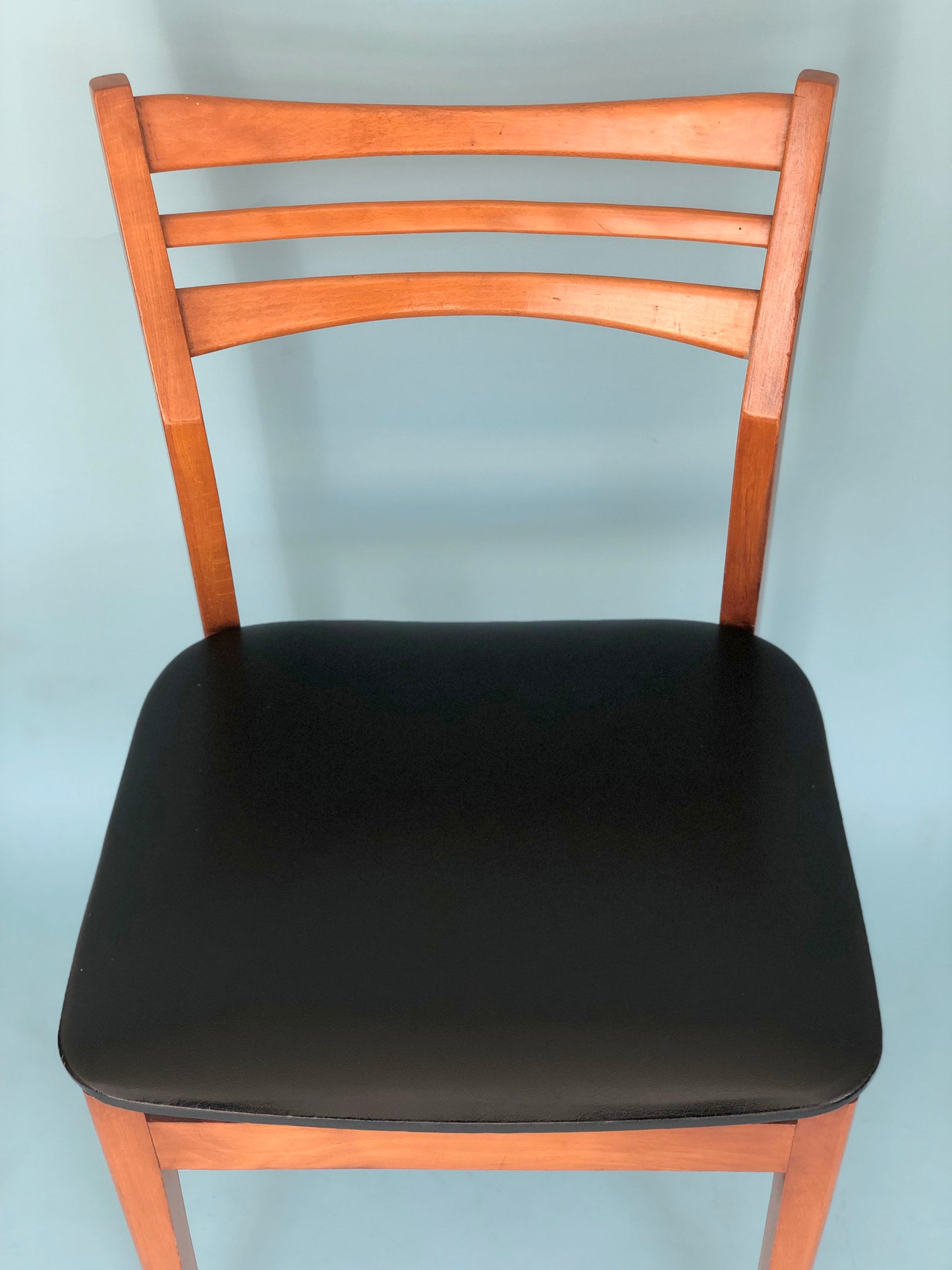 Reserved Scandinavian Vintage Dining Chairs in Teak and Skai Leather 1960s Set of 2