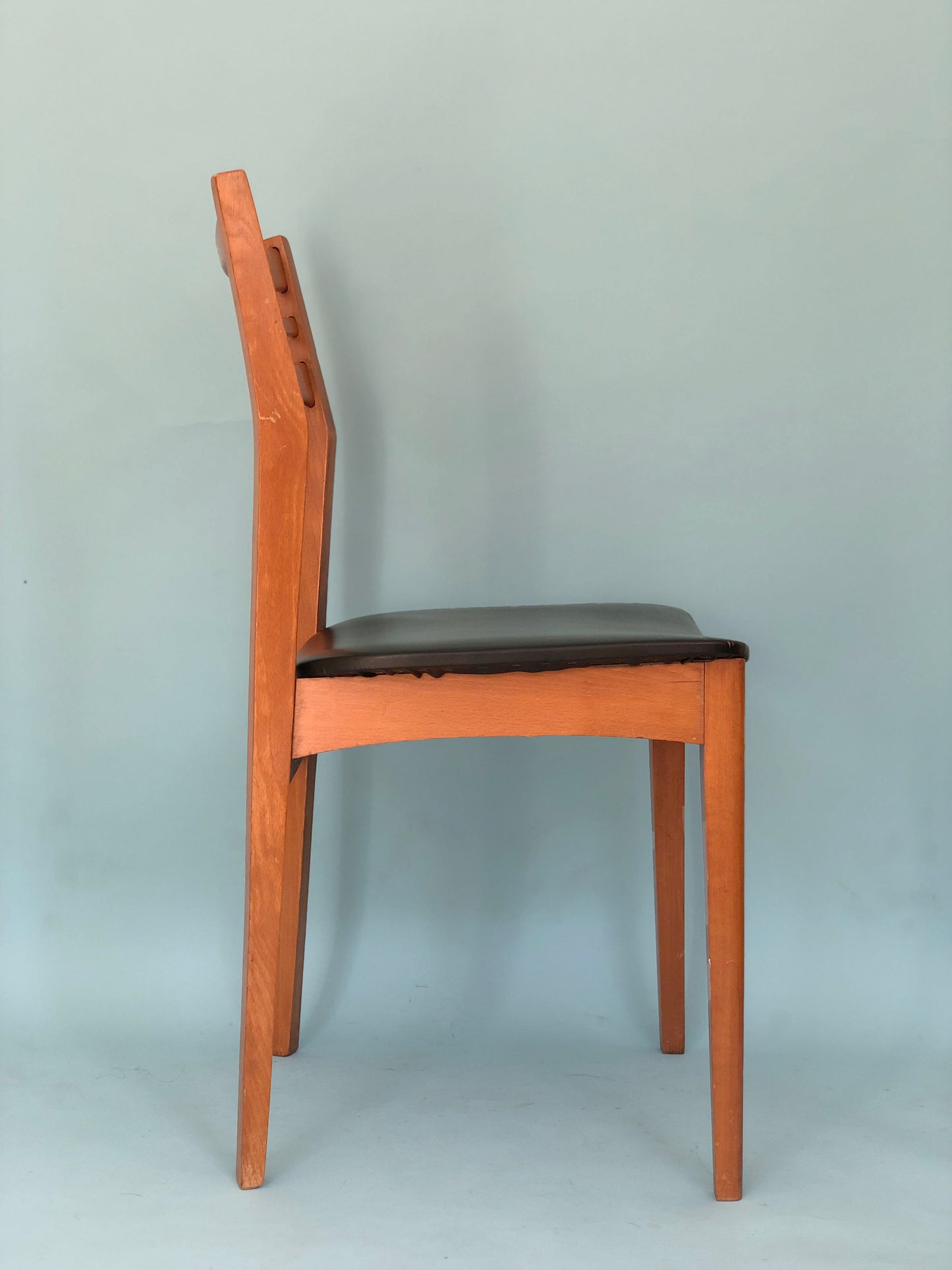 Reserved Scandinavian Vintage Dining Chairs in Teak and Skai Leather 1960s Set of 2