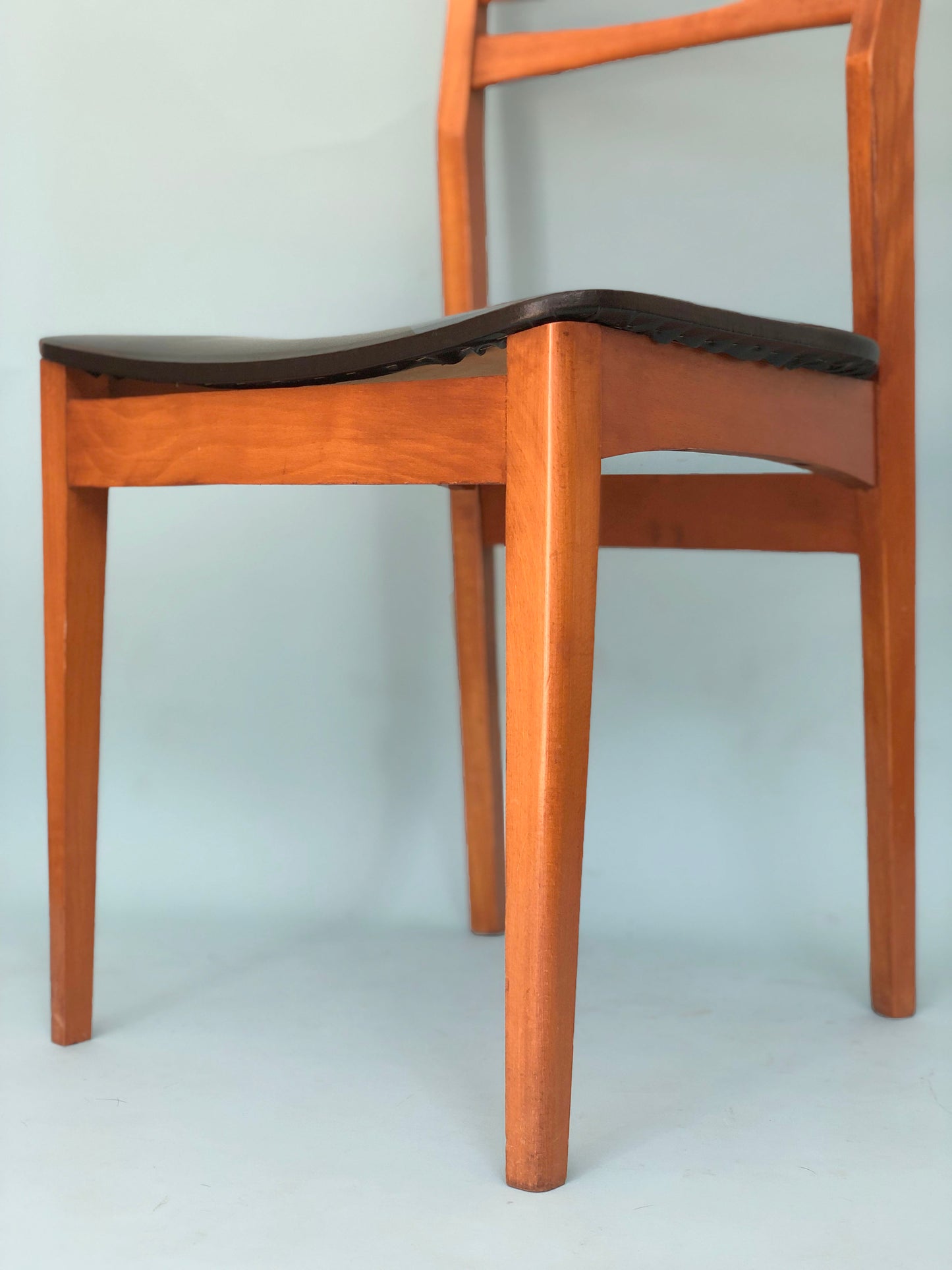 Reserved Scandinavian Vintage Dining Chairs in Teak and Skai Leather 1960s Set of 2