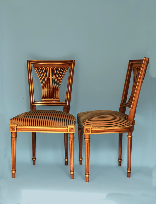 Set of 2 Beech Wood Gilded Chairs From 1950