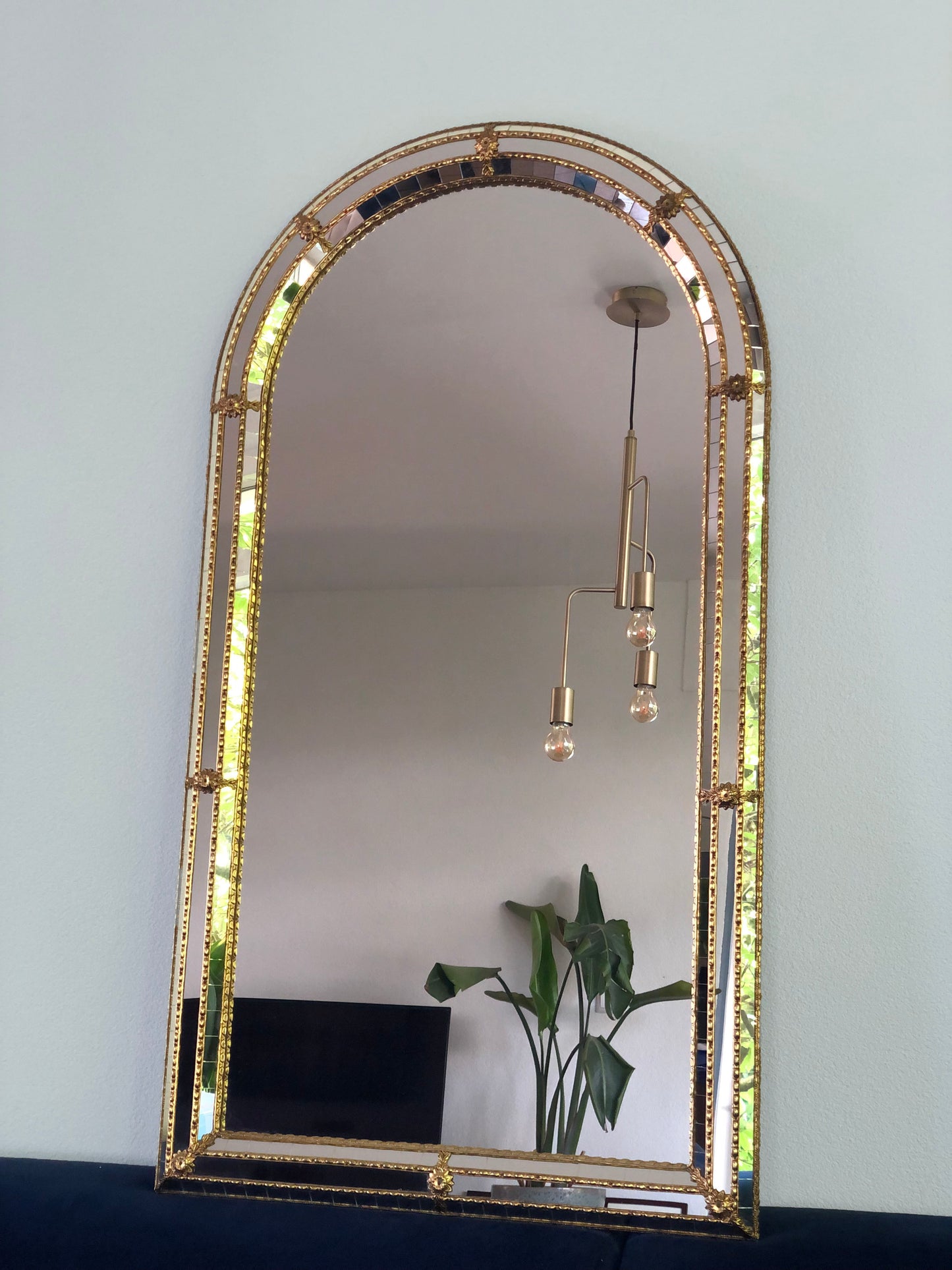 Spanish Venetian Handcrafted Full Length Mirror Hollywood Regency 1980s