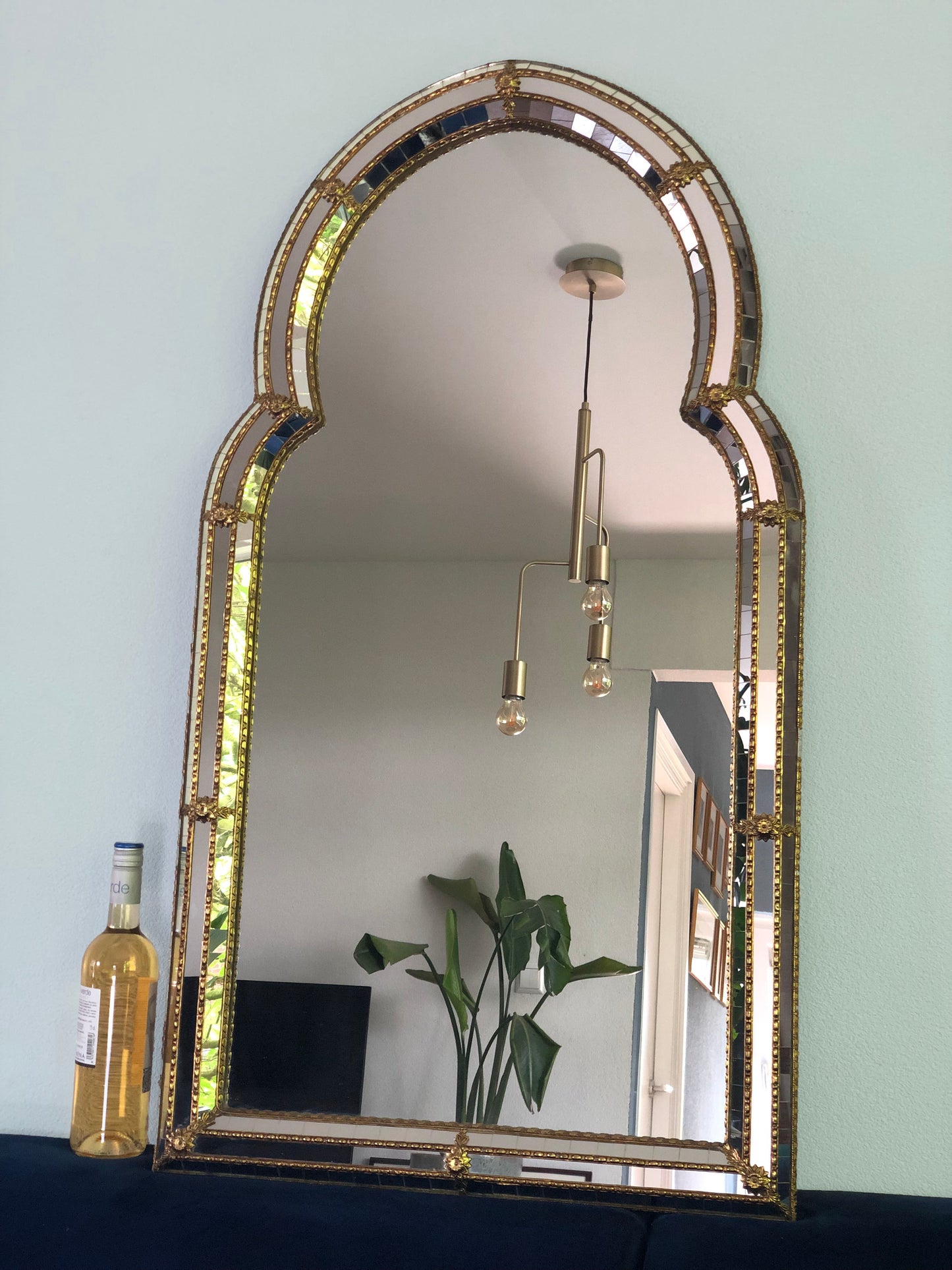 Spanish Venetian Handcrafted Full Length Mirror Hollywood Regency 1980s