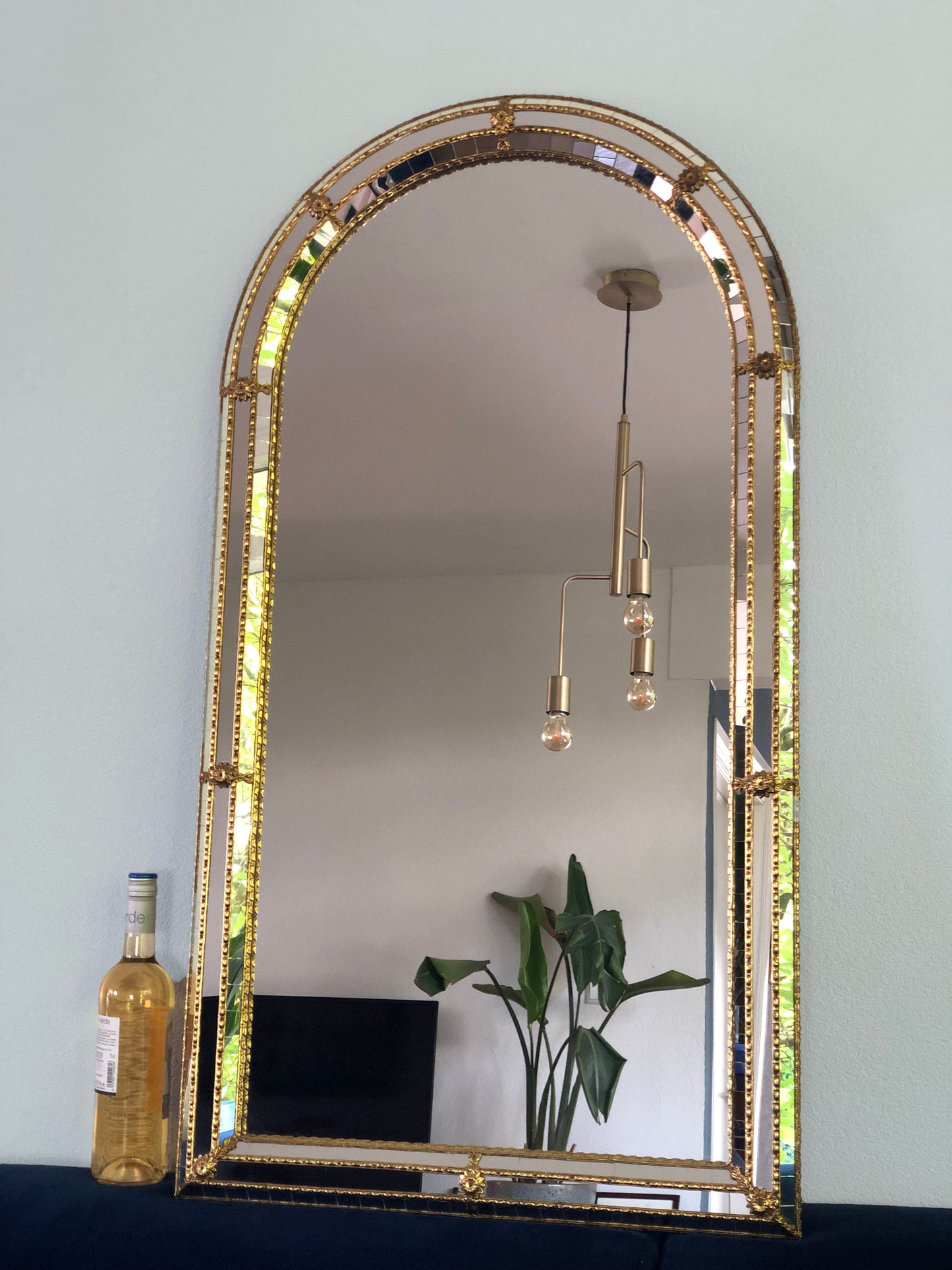 Spanish Venetian Handcrafted Full Length Mirror Hollywood Regency 1980s