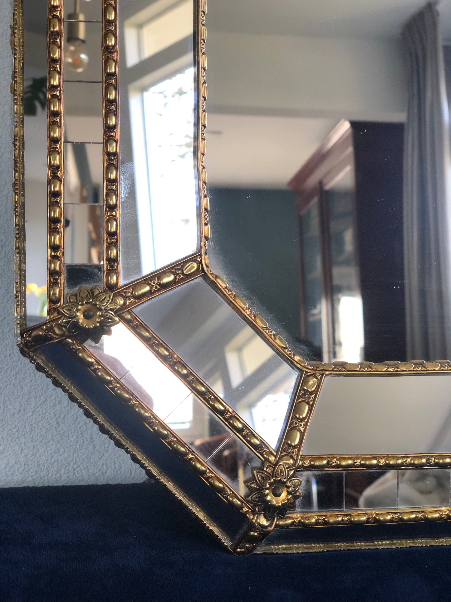 Spanish Venetian Mirror Hollywood Regency 1990s