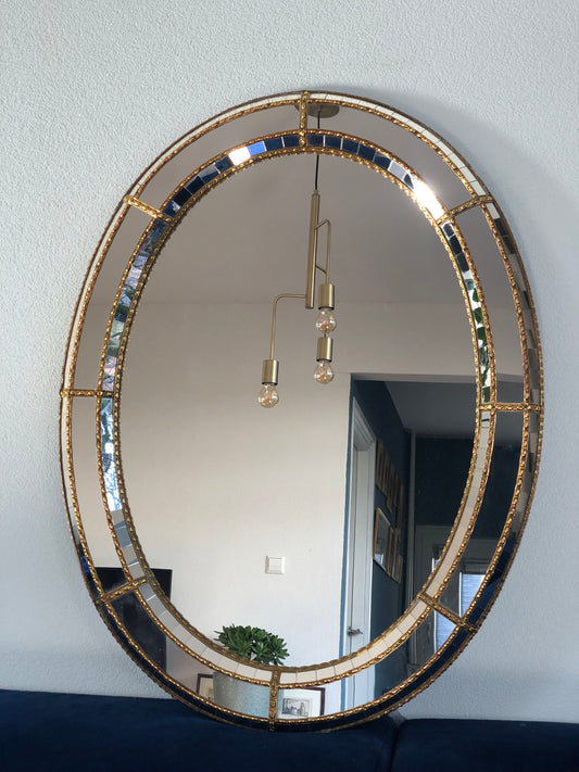 Spanish Venetian Oval Mirror Hollywood Regency 1980s