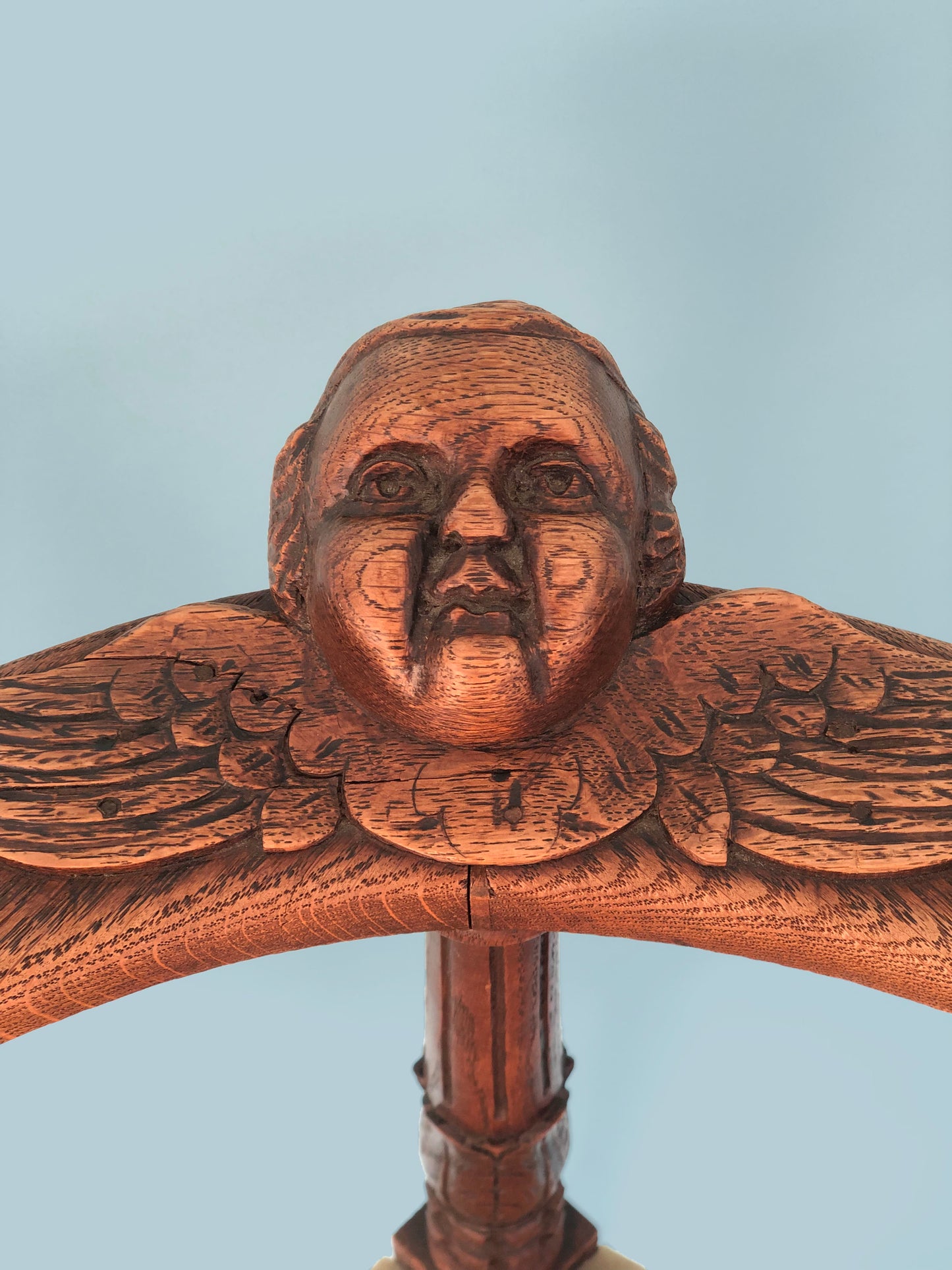 Victorian Carved Oak Corner Chair Cherub Head 1920s