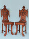 Victorian Gothic Revival Carved Oak Hall Chair Set of 2