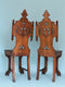 Victorian Gothic Revival Carved Oak Hall Chair Set of 2