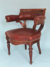 Victorian Oak Burgundy Red Leather Desk Chair