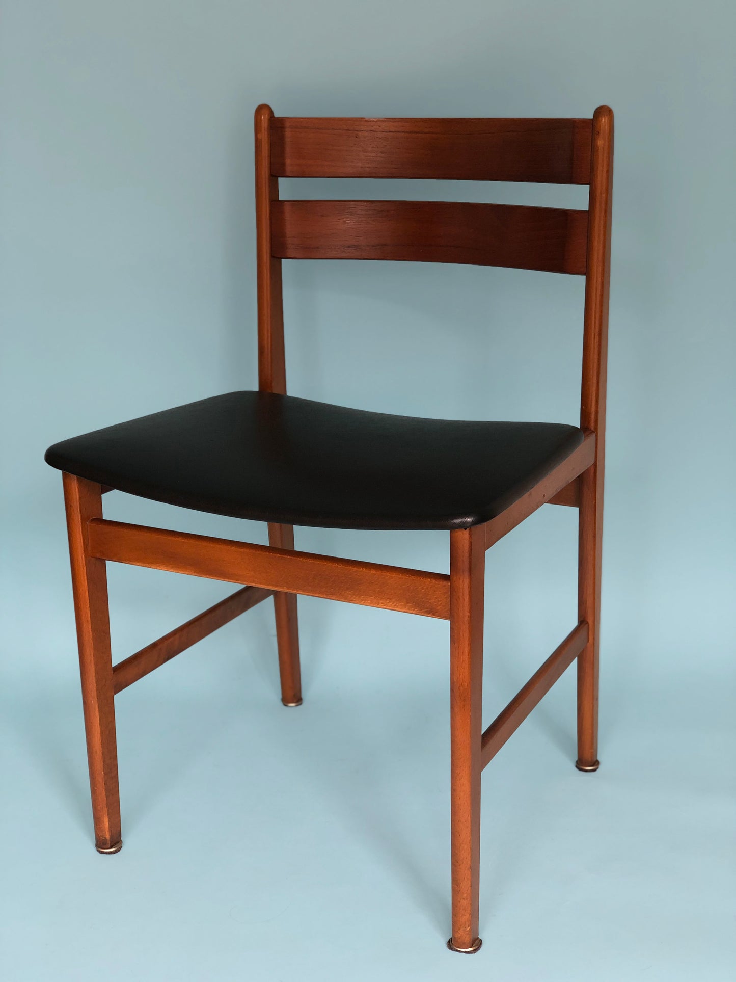 Vintage Teak Skai Leather Dining Chairs 1960s Denmark Set of 4.