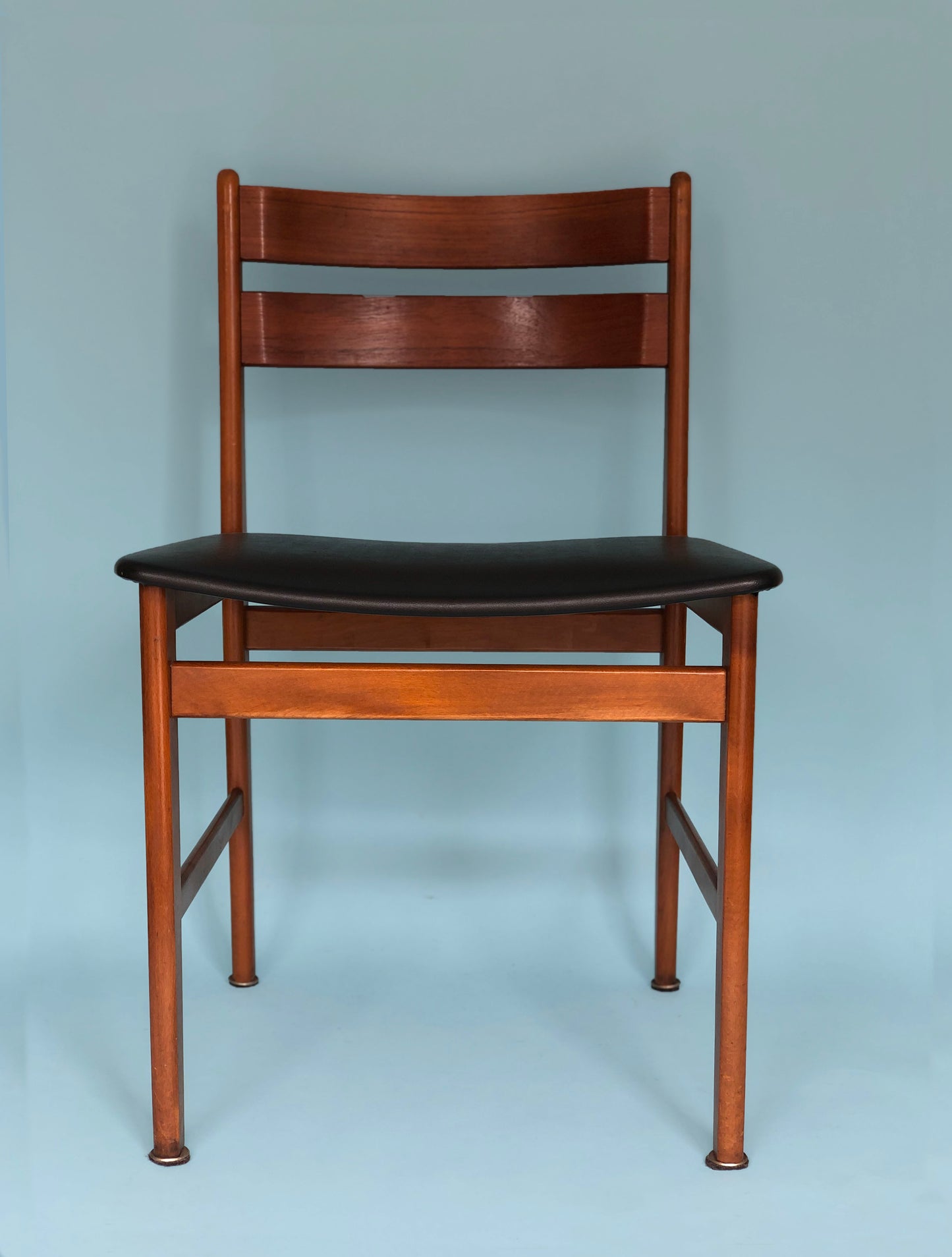 Vintage Teak Skai Leather Dining Chairs 1960s Denmark Set of 4.