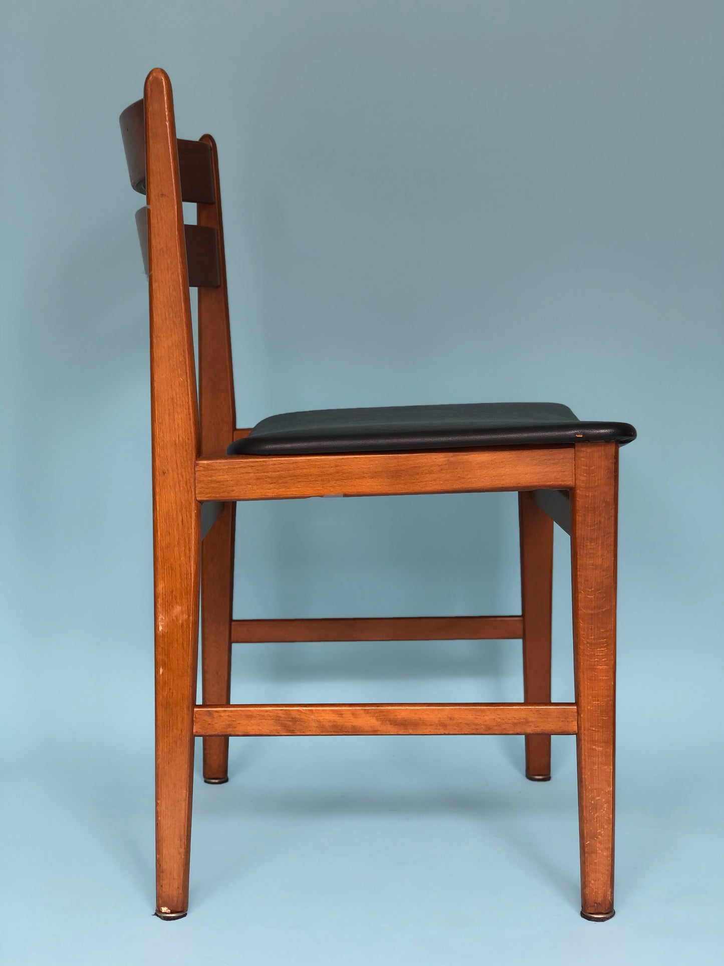 Vintage Teak Skai Leather Dining Chairs 1960s Denmark Set of 4.