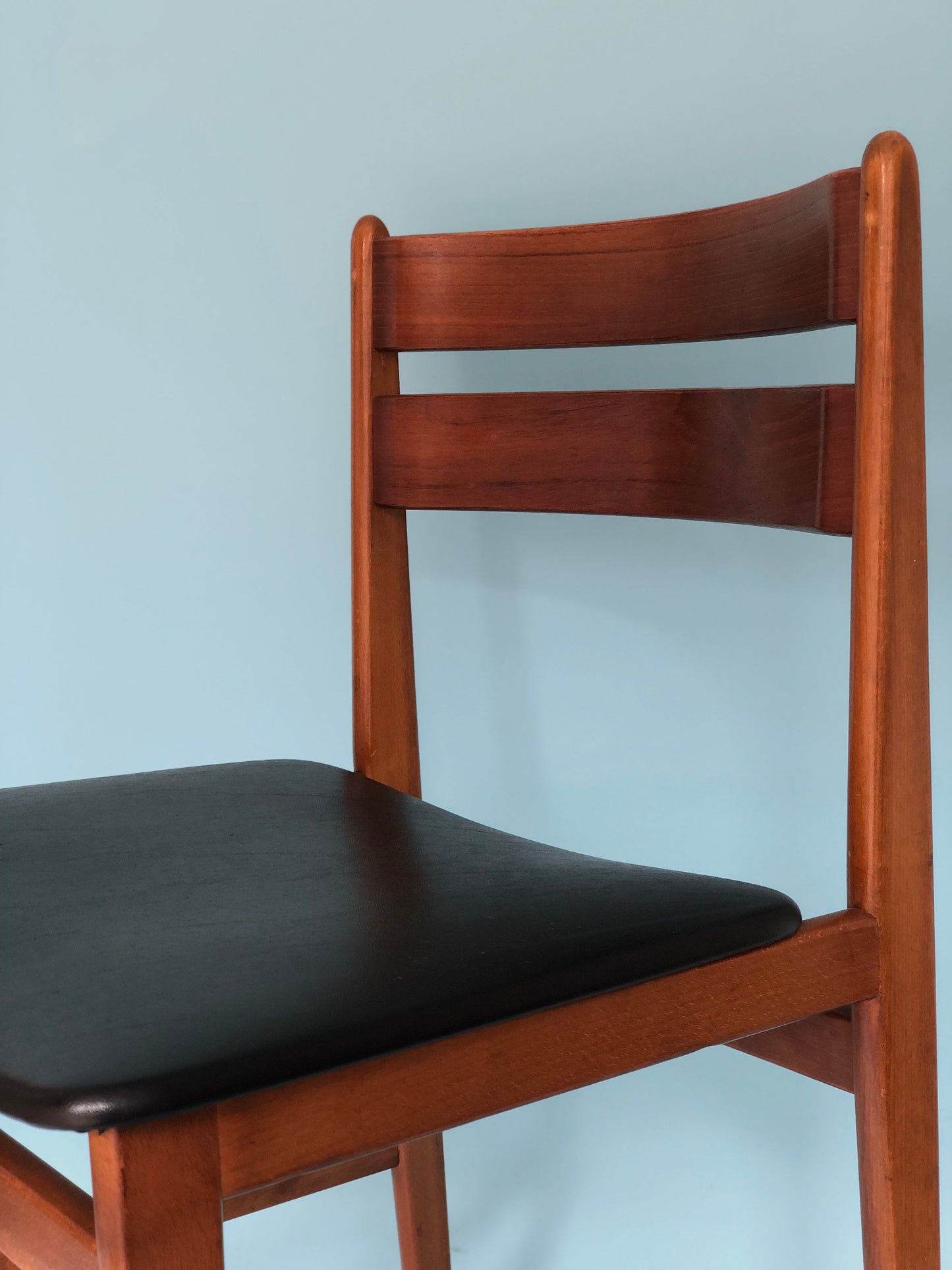 Vintage Teak Skai Leather Dining Chairs 1960s Denmark Set of 4.