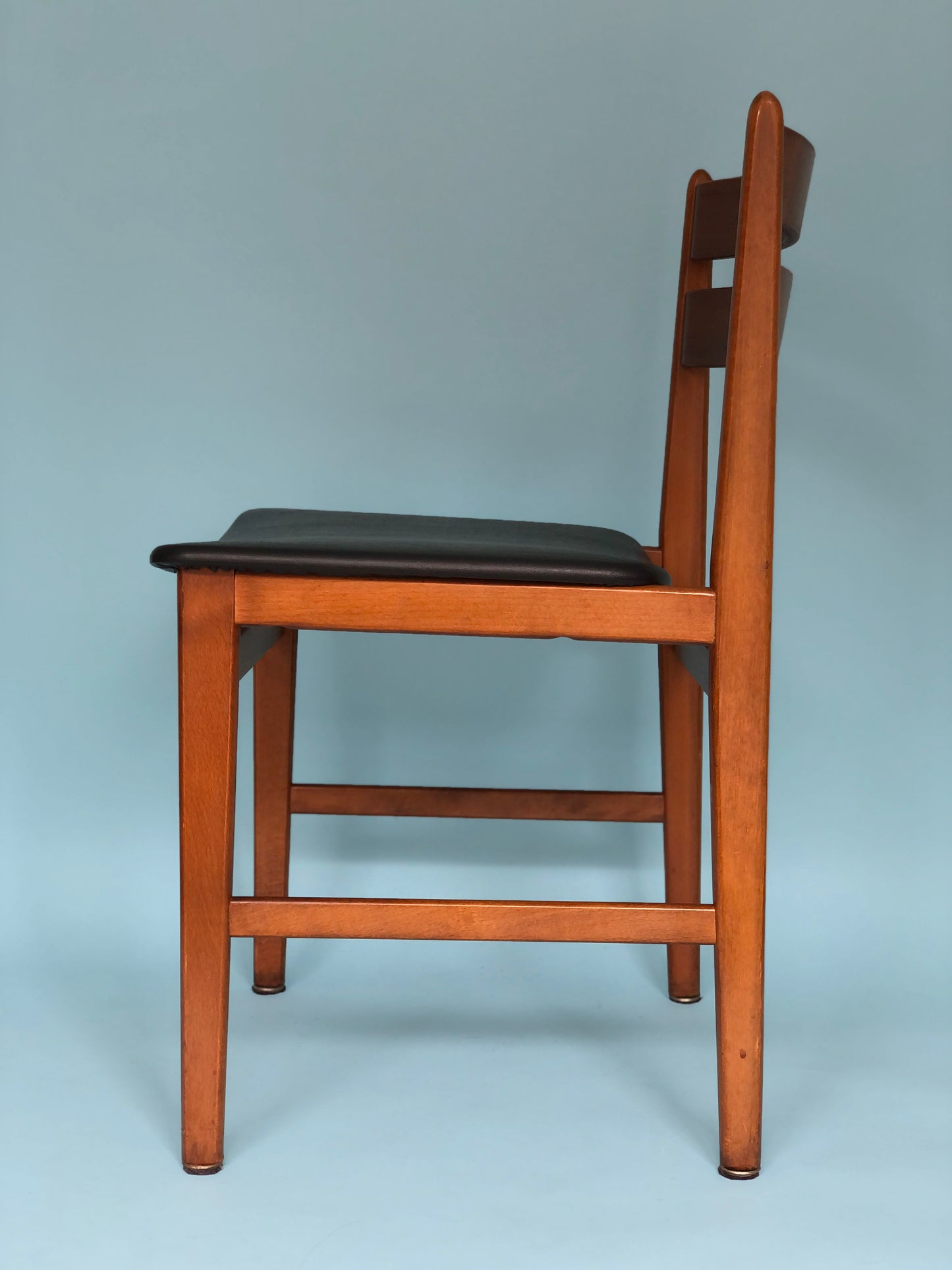 Vintage Teak Skai Leather Dining Chairs 1960s Denmark Set of 4.