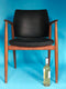 Vintage Black Leather Teak Chair
