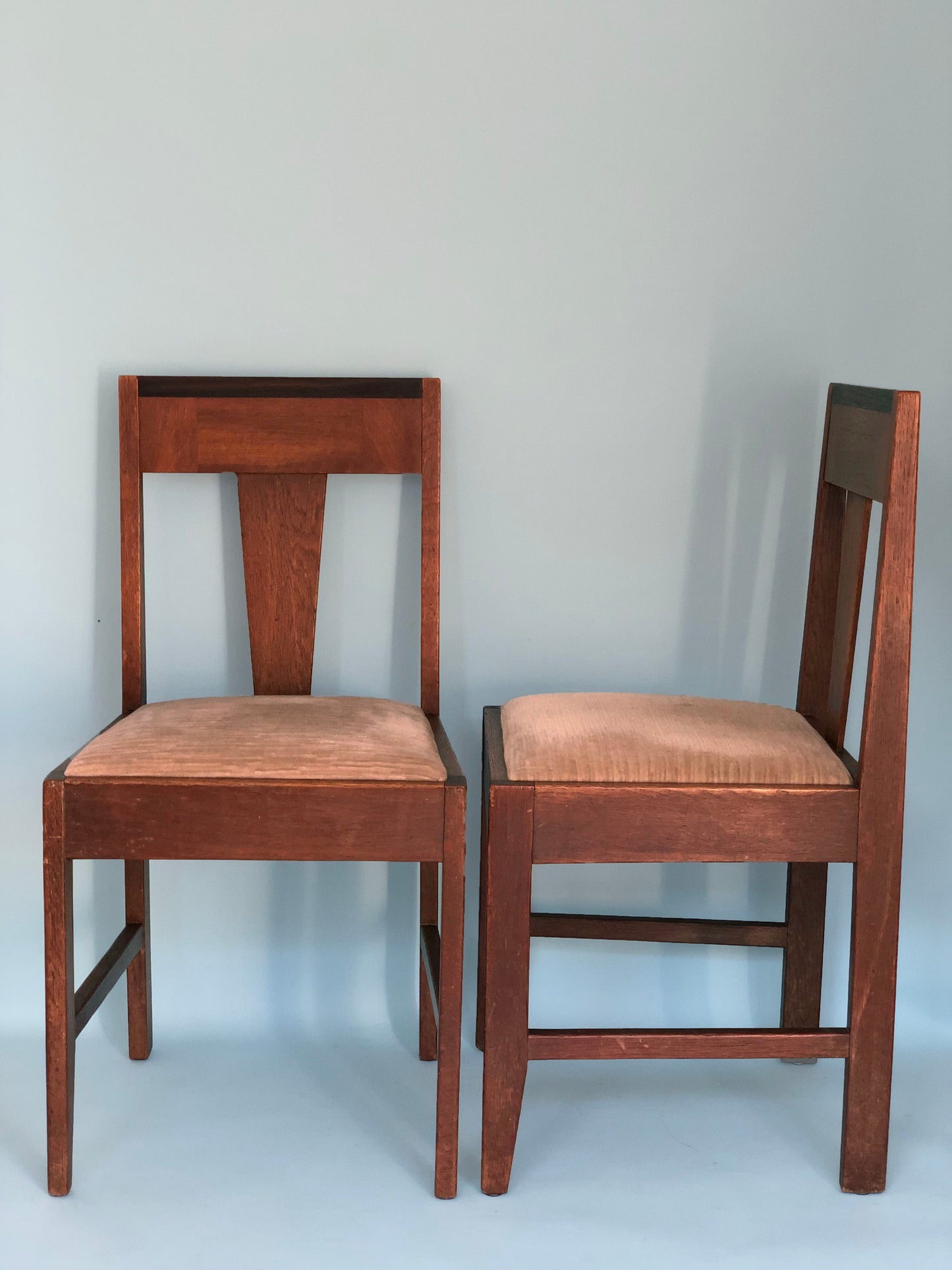 Oak Art Deco Amsterdam School Dining Chairs 1920s. Set of 2